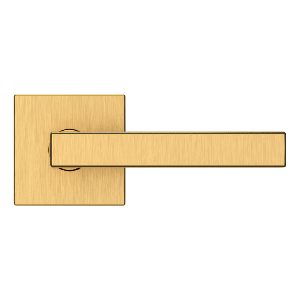 Baldwin L023 Contemporary Straight Lever Set with R017 Rose Lifetime (PVD) Satin Brass / Full Dummy / Reversible