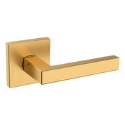 Baldwin L023 Contemporary Straight Lever Set with R017 Rose Lifetime (PVD) Satin Brass / Passage / Reversible