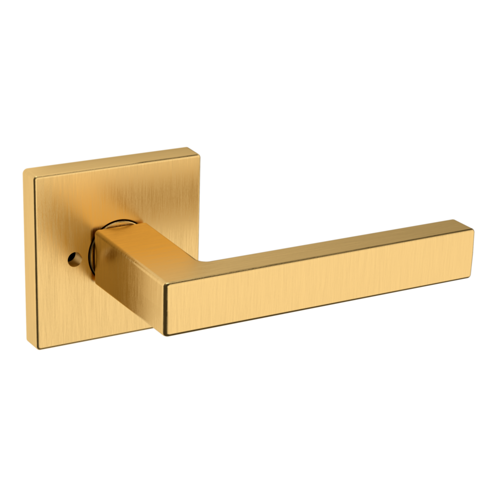 Baldwin L023 Contemporary Straight Lever Set with R017 Rose Lifetime (PVD) Satin Brass / Privacy / Reversible