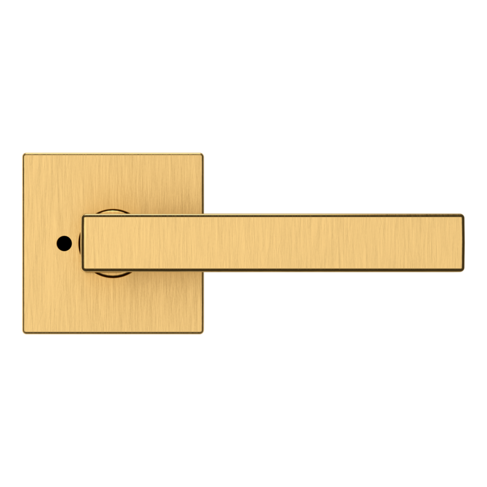 Baldwin L023 Contemporary Straight Lever Set with R017 Rose Lifetime (PVD) Satin Brass / Privacy / Reversible