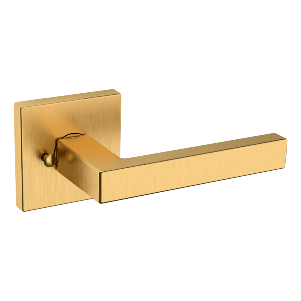 Baldwin L023 Contemporary Straight Lever Set with R017 Rose Lifetime (PVD) Satin Brass / Privacy / Reversible
