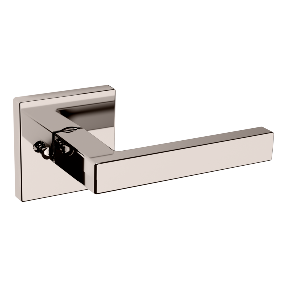 Baldwin L023 Contemporary Straight Lever Set with R017 Rose Lifetime (PVD) Polished Nickel / Privacy / Reversible
