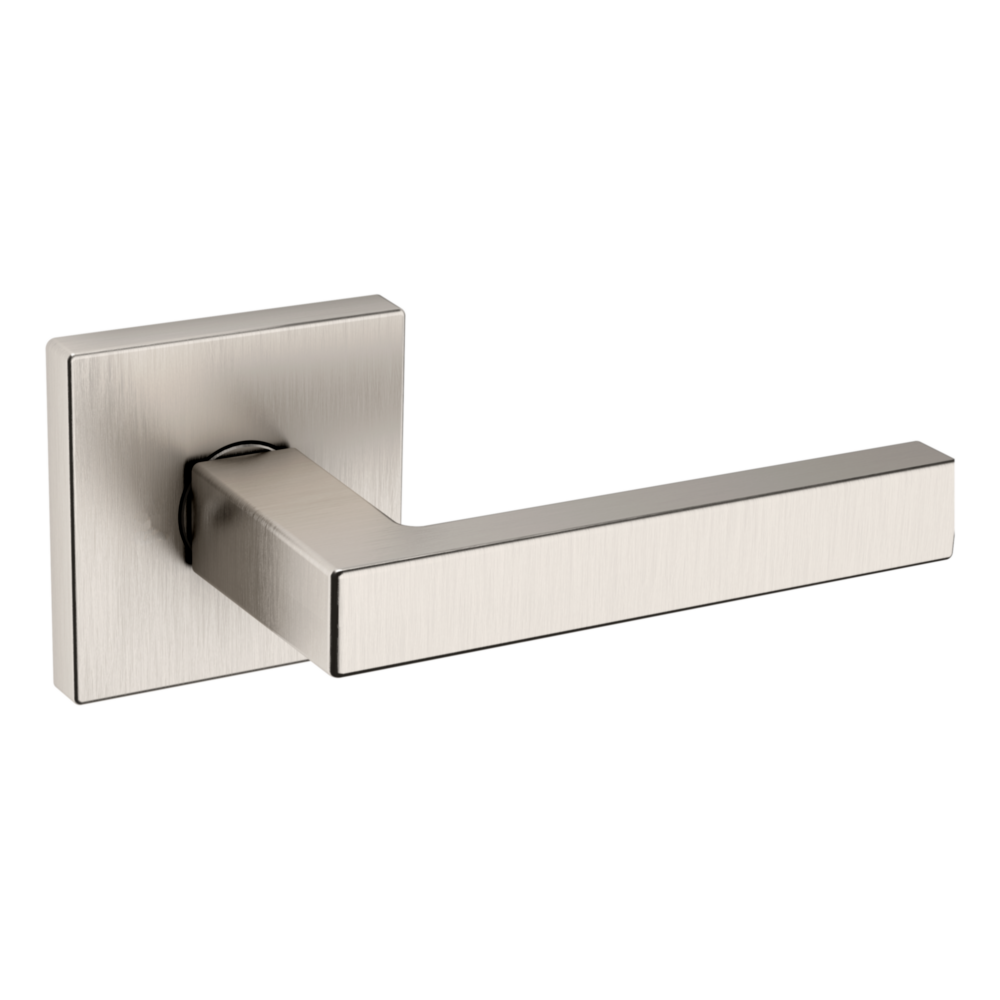 Baldwin L023 Contemporary Straight Lever Set with R017 Rose Lifetime (PVD) Satin Nickel / Passage / Reversible