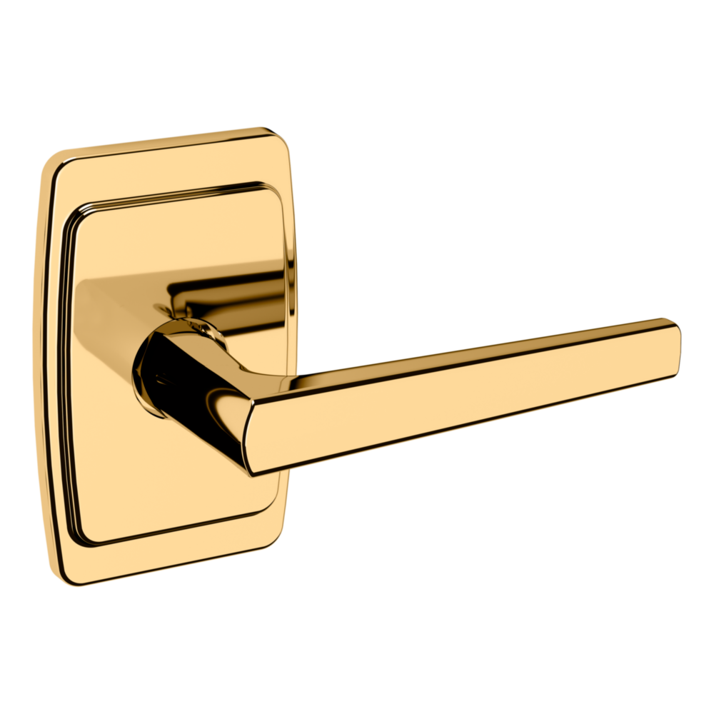 Baldwin L024 Palm Springs Lever Set with R046 Rose Non-Lacquered Brass / Full Dummy / Reversible