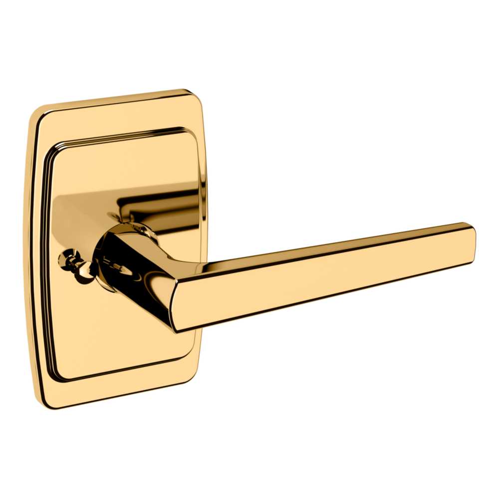 Baldwin L024 Palm Springs Lever Set with R046 Rose Non-Lacquered Brass / Privacy / Reversible