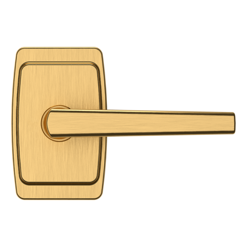 Baldwin L024 Palm Springs Lever Set with R046 Rose Lifetime (PVD) Satin Brass / Full Dummy / Reversible