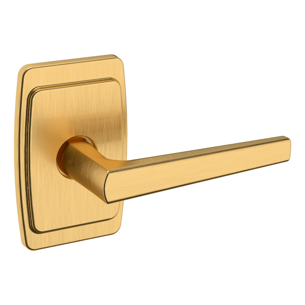 Baldwin L024 Palm Springs Lever Set with R046 Rose Lifetime (PVD) Satin Brass / Passage / Reversible