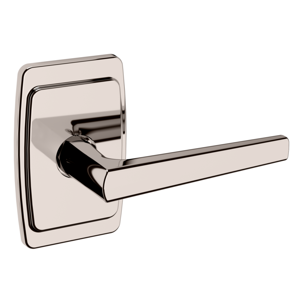 Baldwin L024 Palm Springs Lever Set with R046 Rose Lifetime (PVD) Polished Nickel / Full Dummy / Reversible