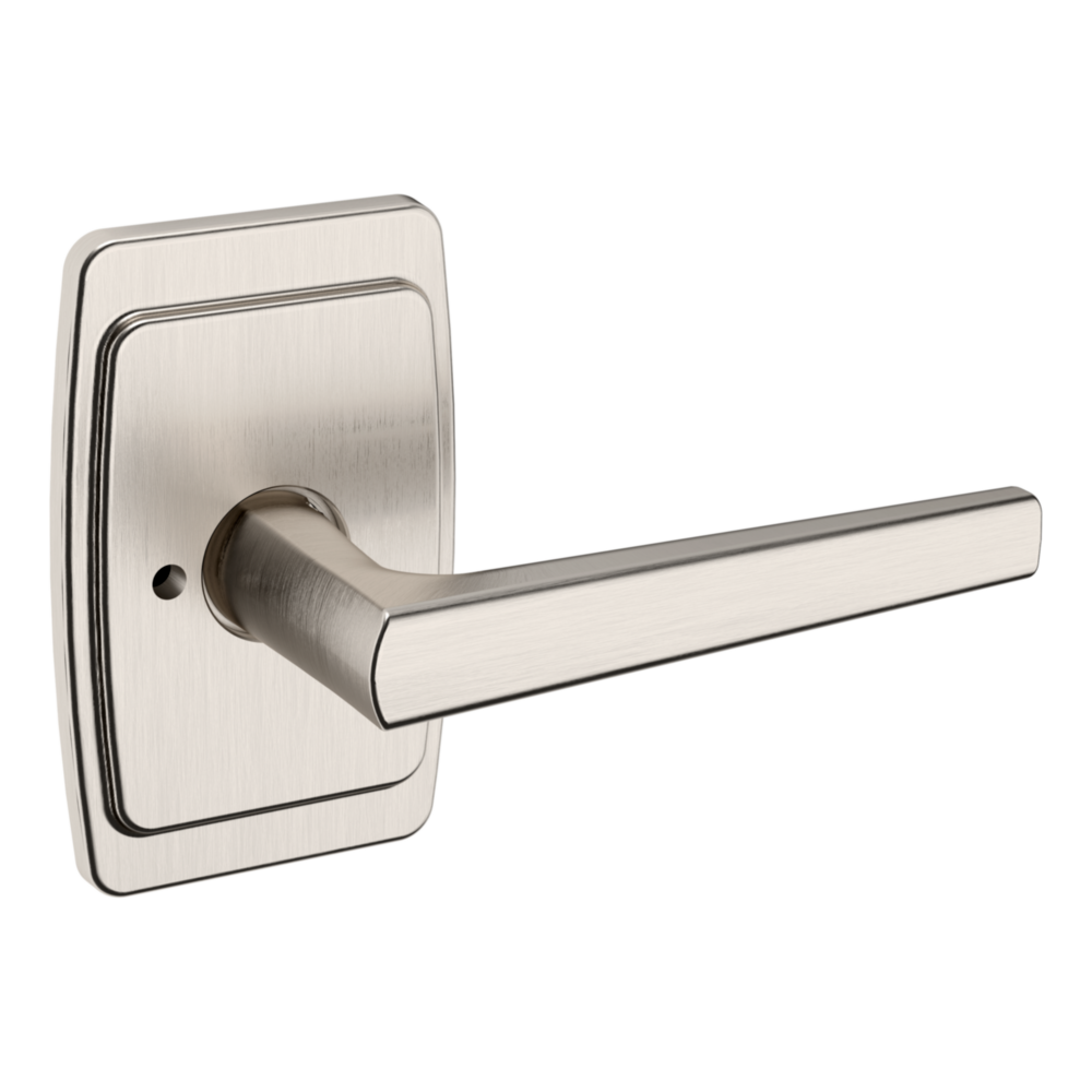 Baldwin L024 Palm Springs Lever Set with R046 Rose Lifetime (PVD) Satin Nickel / Privacy / Reversible
