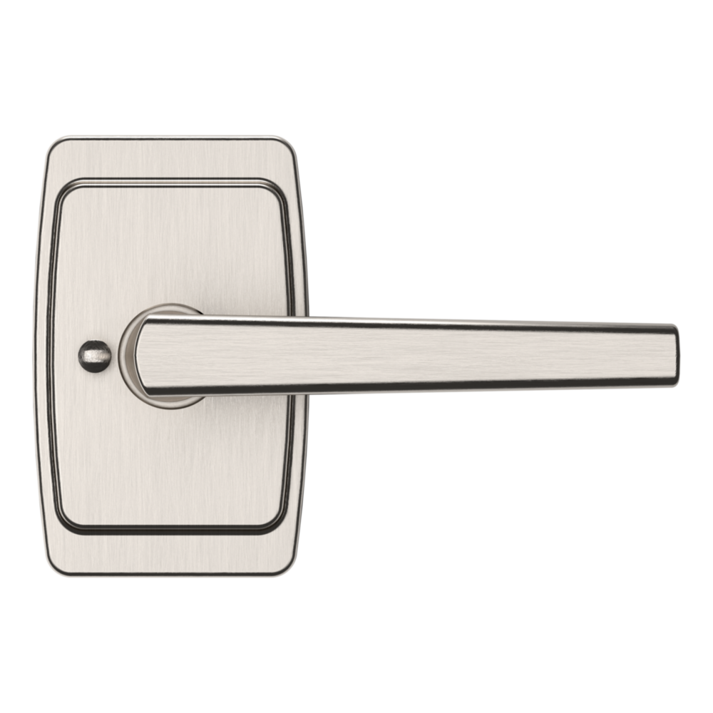 Baldwin L024 Palm Springs Lever Set with R046 Rose Lifetime (PVD) Satin Nickel / Privacy / Reversible