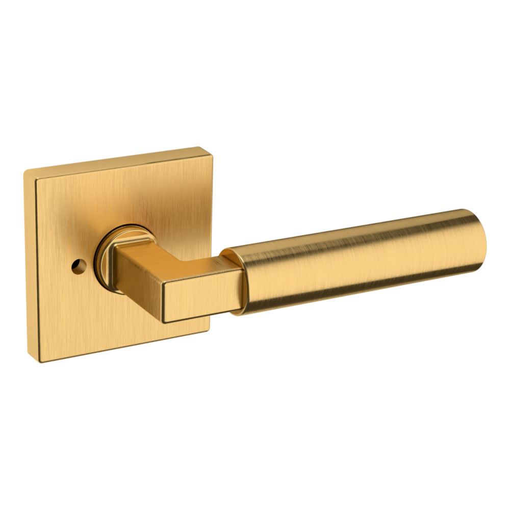 Baldwin L029 Gramercy Lever Set with R017 Rose Lifetime (PVD) Satin Brass / Privacy / Reversible