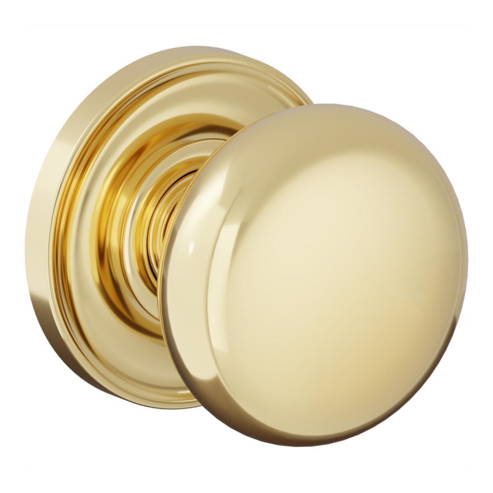 Baldwin 5083 Baltimore Knob Set with 5048-5148 Rose Lifetime (PVD) Polished Brass / Passage / Reversible