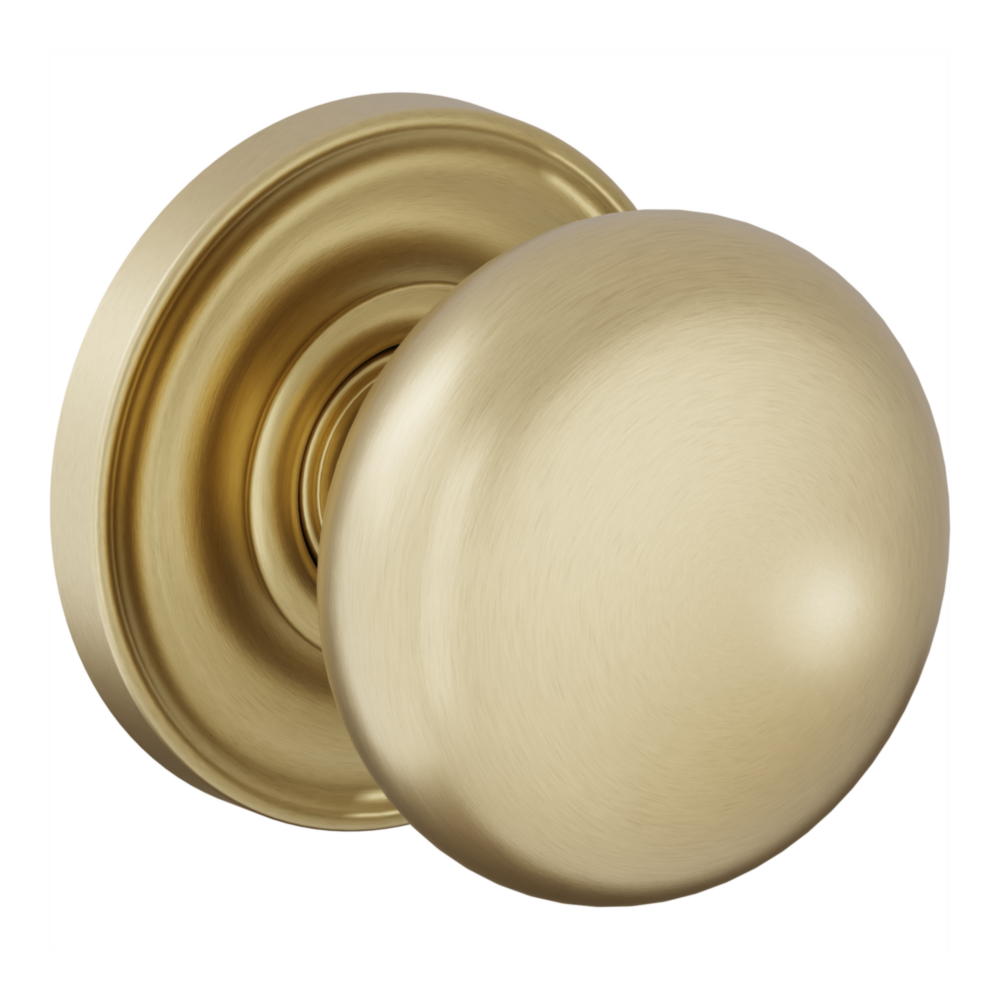 Baldwin 5083 Baltimore Knob Set with 5048-5148 Rose Lifetime (PVD) Satin Brass / Passage / Reversible