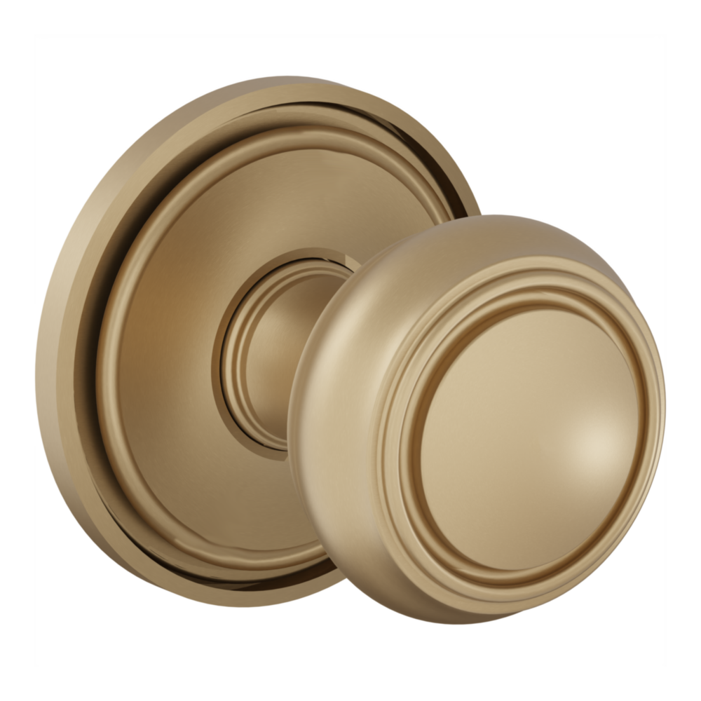 Baldwin 5087 Nashville Knob Set with 5070-5123 Rose Vintage Brass / Passage / Reversible