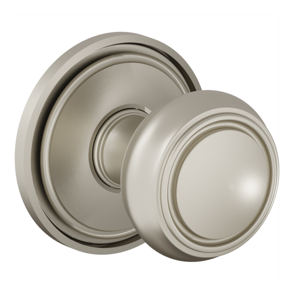 Baldwin 5087 Nashville Knob Set with 5070-5123 Rose Lifetime (PVD) Satin Nickel / Passage / Reversible