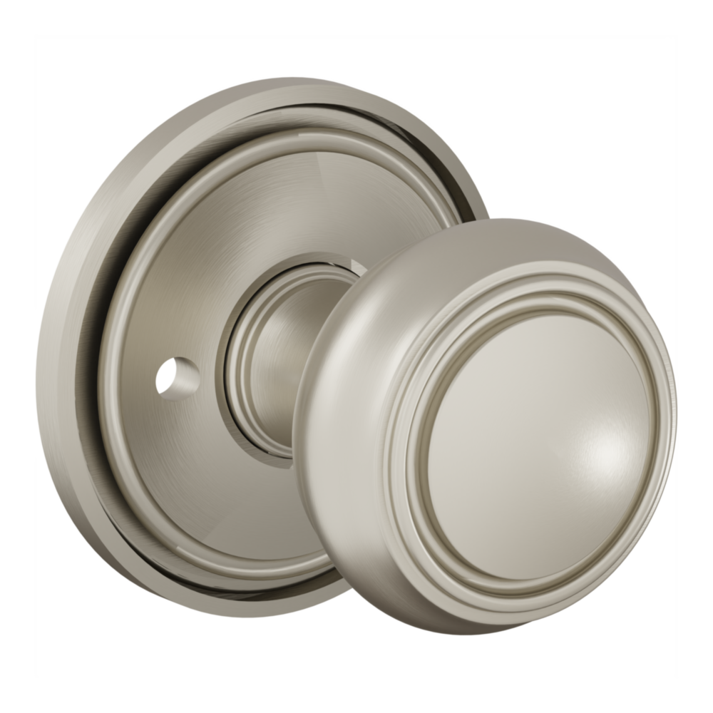 Baldwin 5087 Nashville Knob Set with 5070-5123 Rose Lifetime (PVD) Satin Nickel / Privacy / Reversible