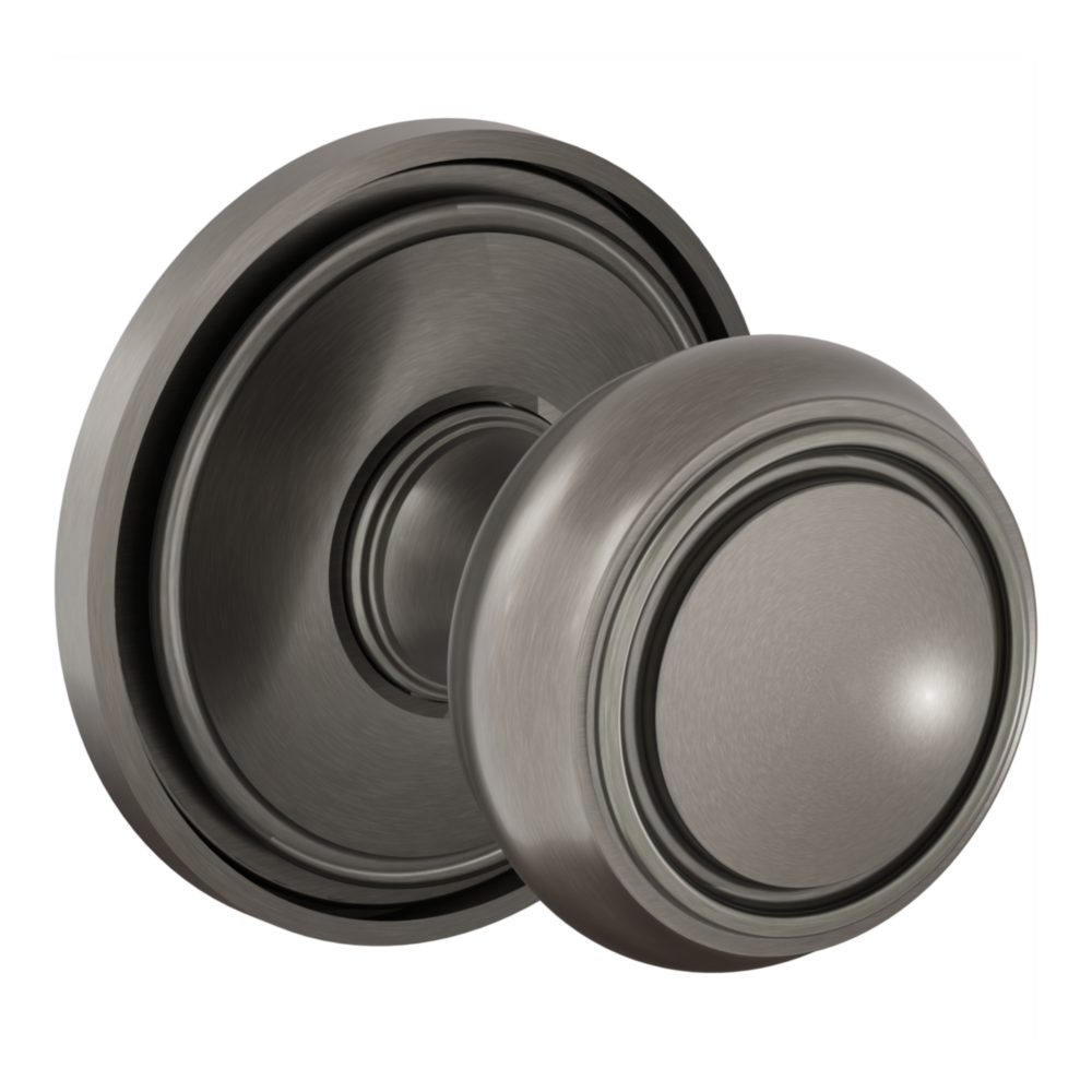 Baldwin 5087 Nashville Knob Set with 5070-5123 Rose Lifetime (PVD) Graphite Nickel / Passage / Reversible