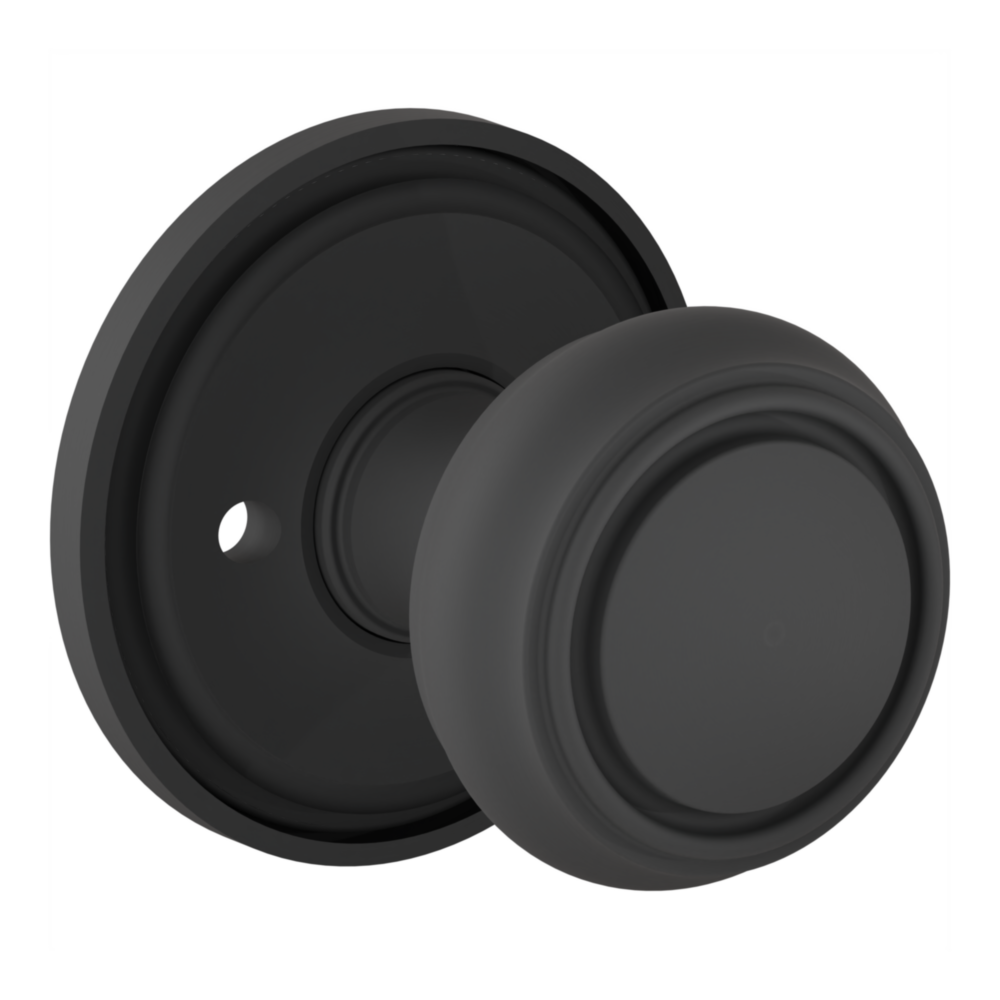 Baldwin 5087 Nashville Knob Set with 5070-5123 Rose Satin Black / Privacy / Reversible