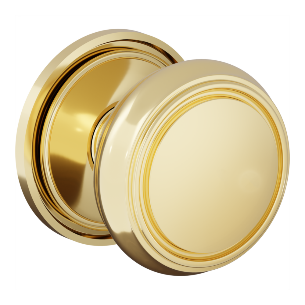Baldwin 5088 Nashville Knob Set with 5070-5123 Rose Lifetime (PVD) Polished Brass / Passage / Reversible