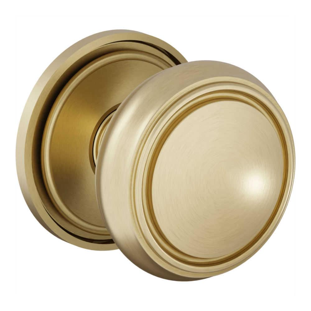 Baldwin 5088 Nashville Knob Set with 5070-5123 Rose Lifetime (PVD) Satin Brass / Passage / Reversible
