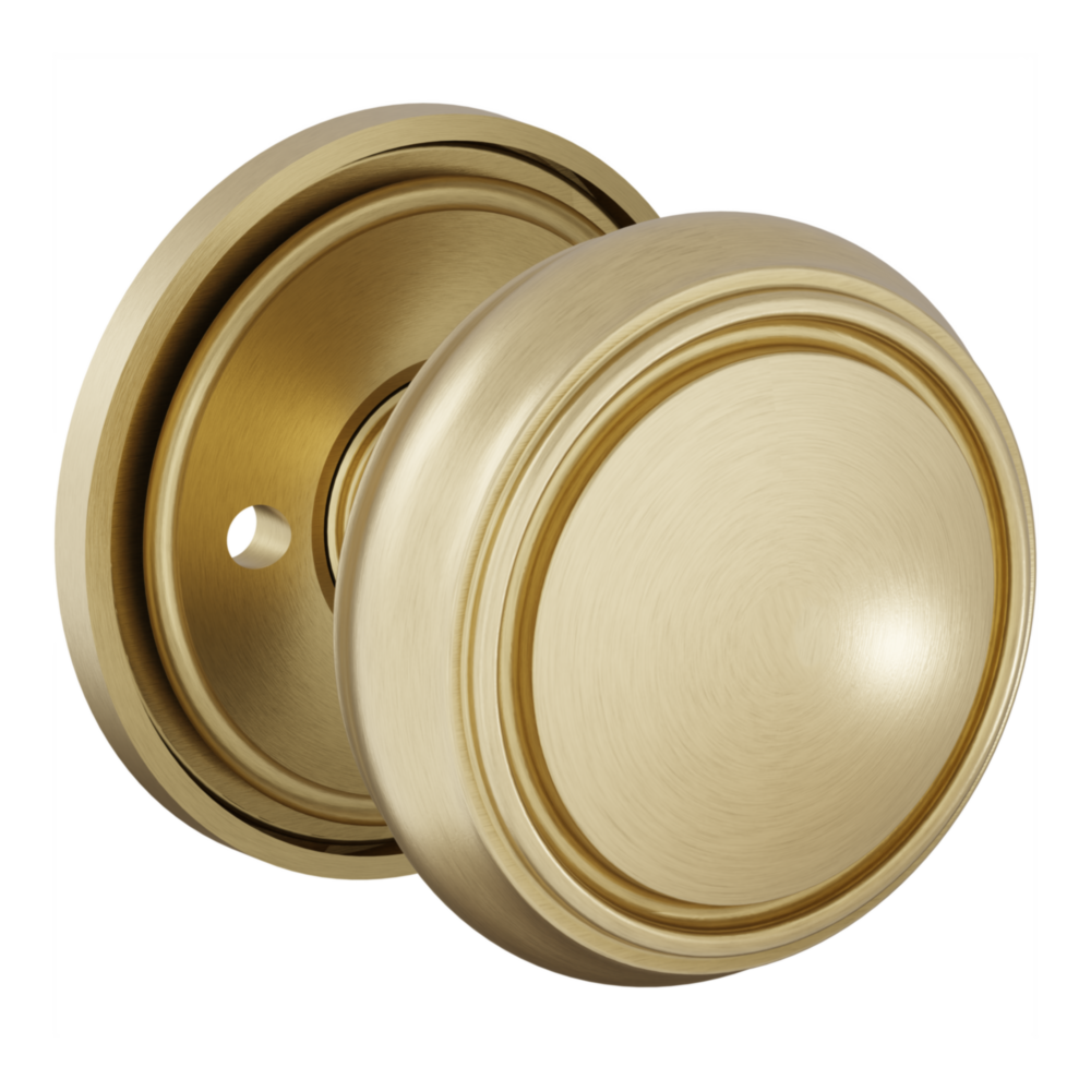 Baldwin 5088 Nashville Knob Set with 5070-5123 Rose Lifetime (PVD) Satin Brass / Privacy / Reversible