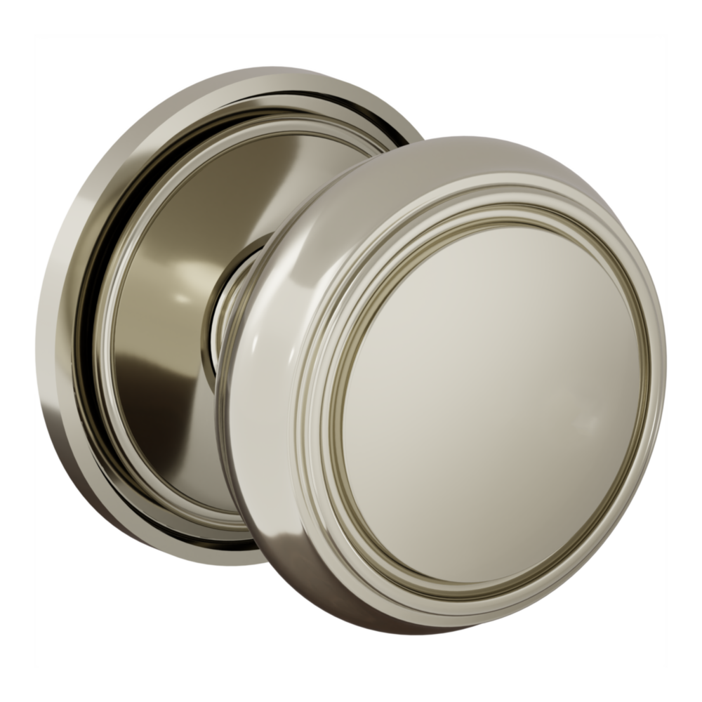 Baldwin 5088 Nashville Knob Set with 5070-5123 Rose Lifetime (PVD) Polished Nickel / Passage / Reversible