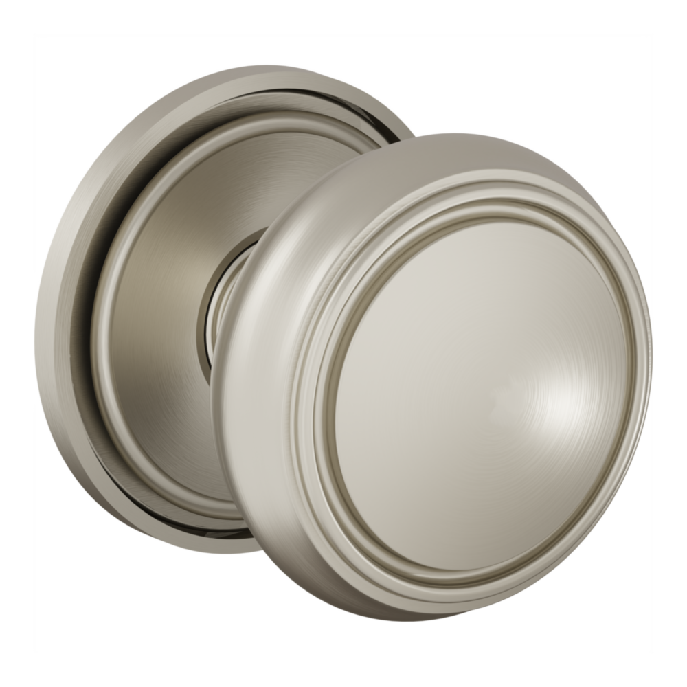 Baldwin 5088 Nashville Knob Set with 5070-5123 Rose Lifetime (PVD) Satin Nickel / Passage / Reversible