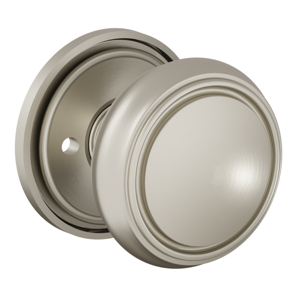 Baldwin 5088 Nashville Knob Set with 5070-5123 Rose Lifetime (PVD) Satin Nickel / Privacy / Reversible