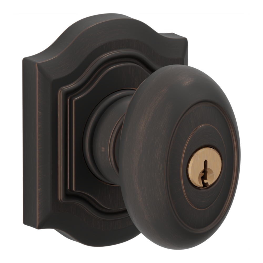 Baldwin Keyed Bethpage Knob Set with Bethpage Rose Venetian Bronze / Entry / Reversible