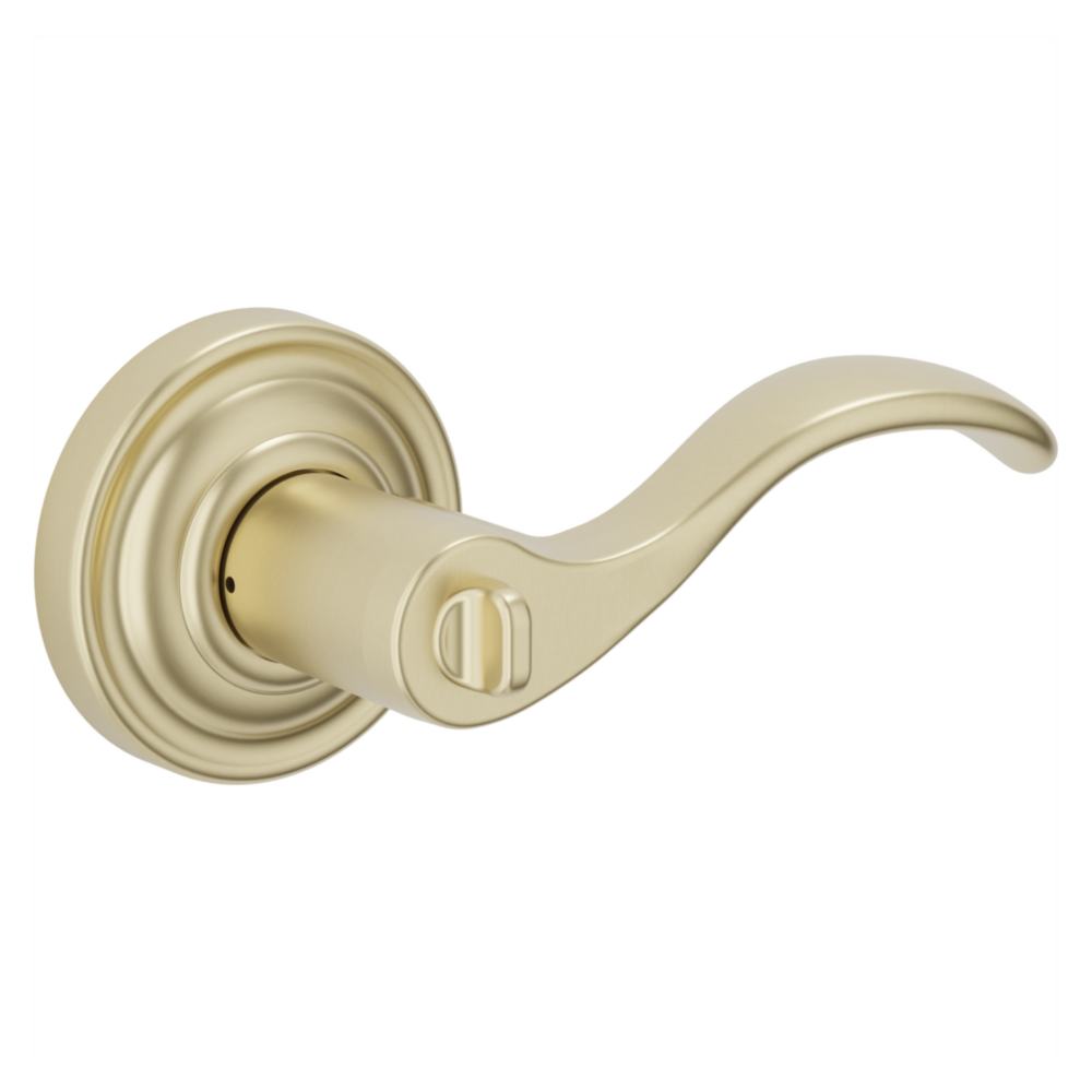 Baldwin Keyed Wave Lever Set with Classic Rose Lifetime (PVD) Satin Brass / Entry / Reversible
