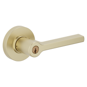 Baldwin Keyed Square Lever Set with Round Rose Lifetime (PVD) Satin Brass / Entry / Reversible