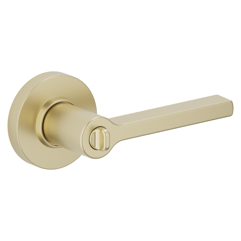 Baldwin Keyed Square Lever Set with Round Rose Lifetime (PVD) Satin Brass / Entry / Reversible
