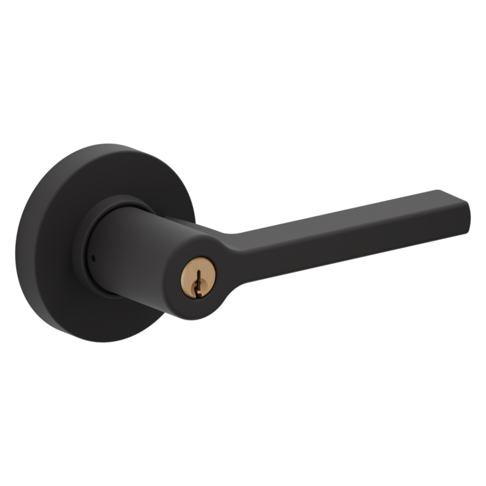 Baldwin Keyed Square Lever Set with Round Rose Oil-Rubbed Bronze / Entry / Reversible