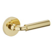 Baldwin L031 Curved Gramercy Lever Set with 5046-5146 Rose Lifetime (PVD) Polished Brass / Passage / Reversible