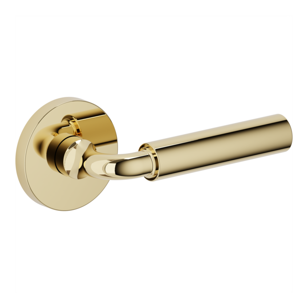 Baldwin L031 Curved Gramercy Lever Set with 5046-5146 Rose Non-Lacquered Brass / Passage / Reversible