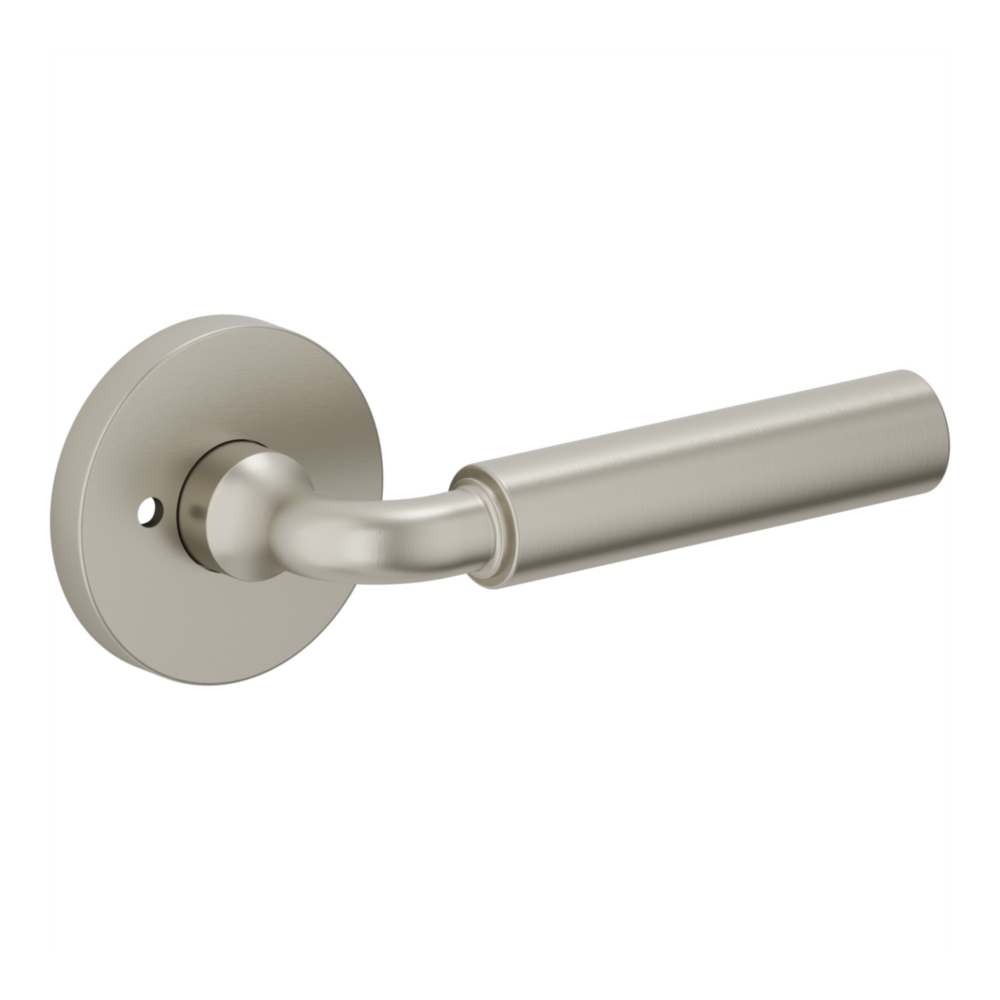 Baldwin L031 Curved Gramercy Lever Set with 5046-5146 Rose Lifetime (PVD) Satin Nickel / Privacy / Reversible