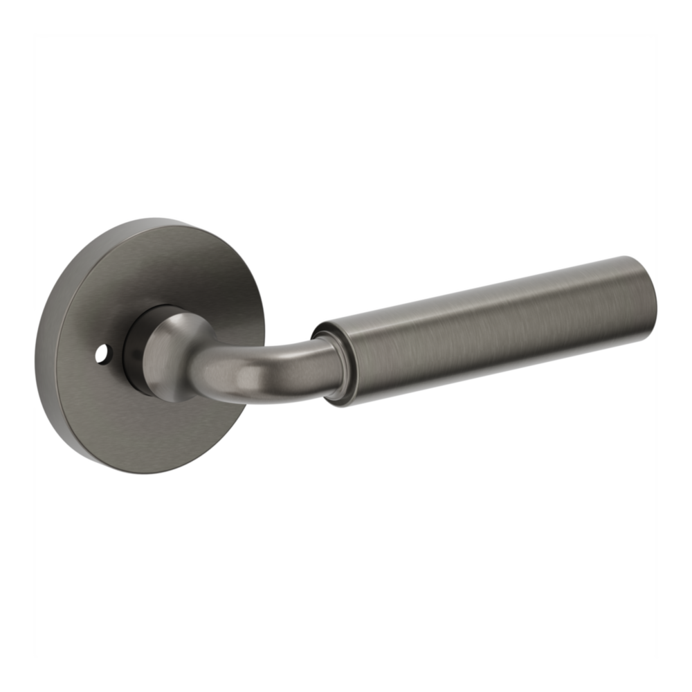 Baldwin L031 Curved Gramercy Lever Set with 5046-5146 Rose Lifetime (PVD) Graphite Nickel / Privacy / Reversible