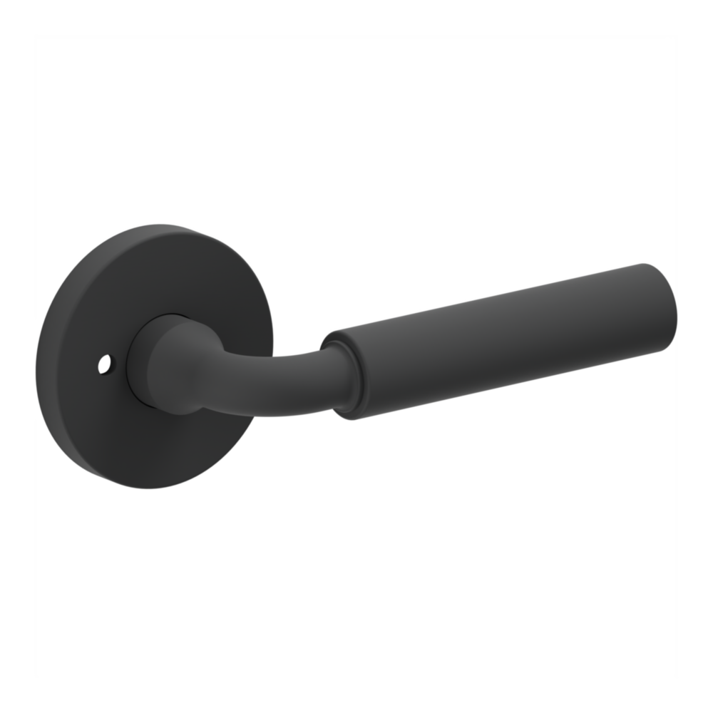 Baldwin L031 Curved Gramercy Lever Set with 5046-5146 Rose Satin Black / Privacy / Reversible