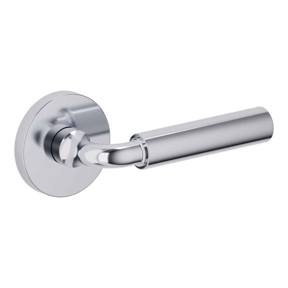 Baldwin L031 Curved Gramercy Lever Set with 5046-5146 Rose Polished Chrome / Passage / Reversible