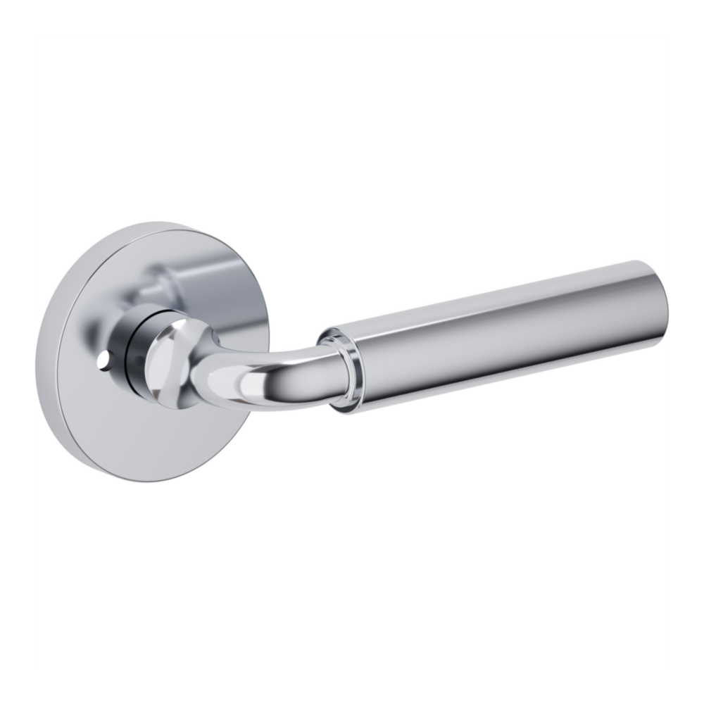 Baldwin L031 Curved Gramercy Lever Set with 5046-5146 Rose Polished Chrome / Privacy / Reversible