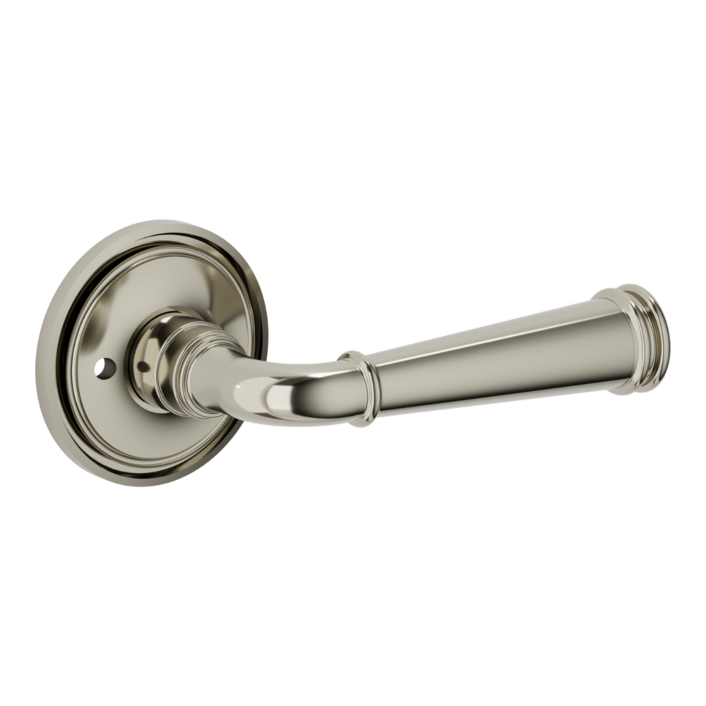 Baldwin L033 Briarcrest Lever Set with 5070-5123 Rose Lifetime (PVD) Polished Nickel / Privacy / Reversible