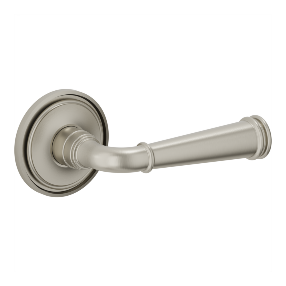 Baldwin L033 Briarcrest Lever Set with 5070-5123 Rose Lifetime (PVD) Satin Nickel / Passage / Reversible