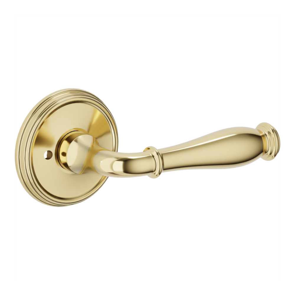 Baldwin L034 Nashville Lever Set with 5078-5134 Rose Lifetime (PVD) Polished Brass / Privacy / Reversible