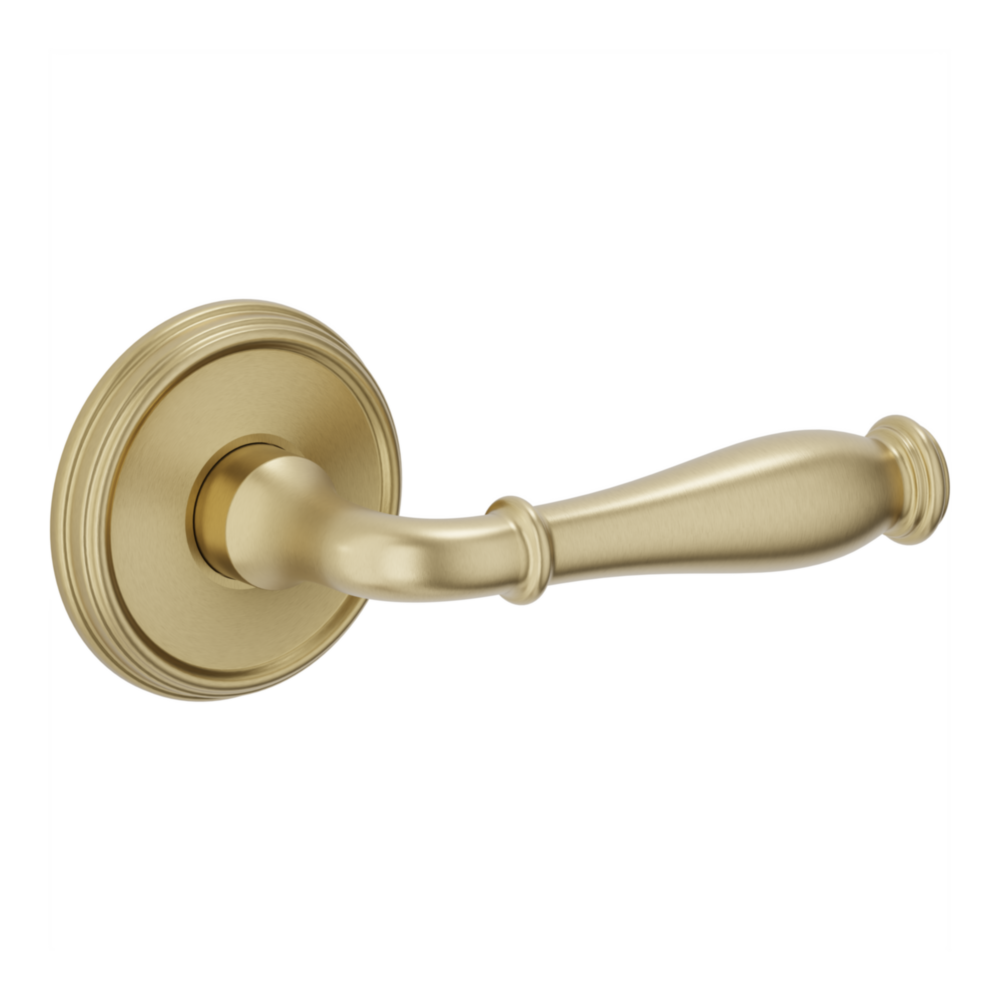 Baldwin L034 Nashville Lever Set with 5078-5134 Rose Lifetime (PVD) Satin Brass / Passage / Reversible