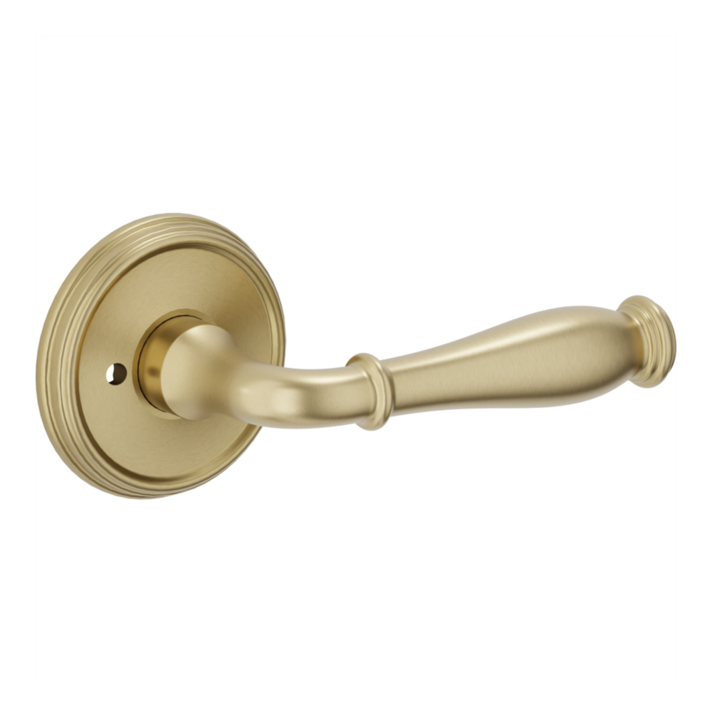 Baldwin L034 Nashville Lever Set with 5078-5134 Rose Lifetime (PVD) Satin Brass / Privacy / Reversible