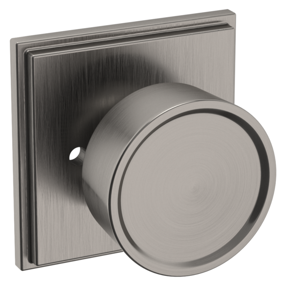 Baldwin K007 Hollywood Hills Knob Set with R050 Rose Lifetime (PVD) Graphite Nickel / Privacy / Reversible