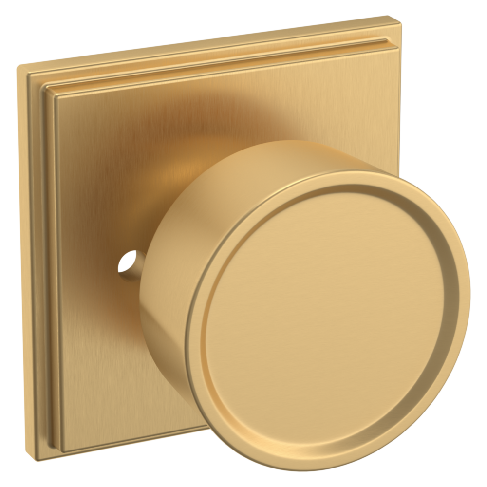 Baldwin K007 Hollywood Hills Knob Set with R050 Rose Vintage Brass / Privacy / Reversible