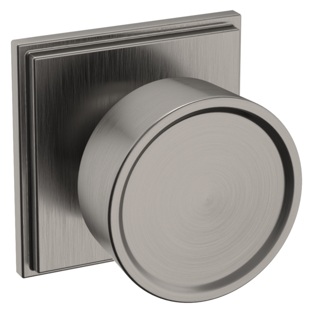 Baldwin K008 Hollywood Hills Knob Set with R050 Rose Lifetime (PVD) Graphite Nickel / Passage / Reversible