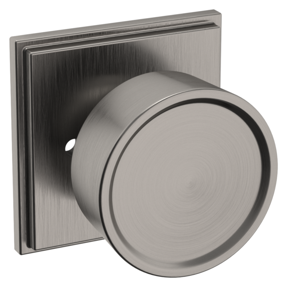 Baldwin K008 Hollywood Hills Knob Set with R050 Rose Lifetime (PVD) Graphite Nickel / Privacy / Reversible