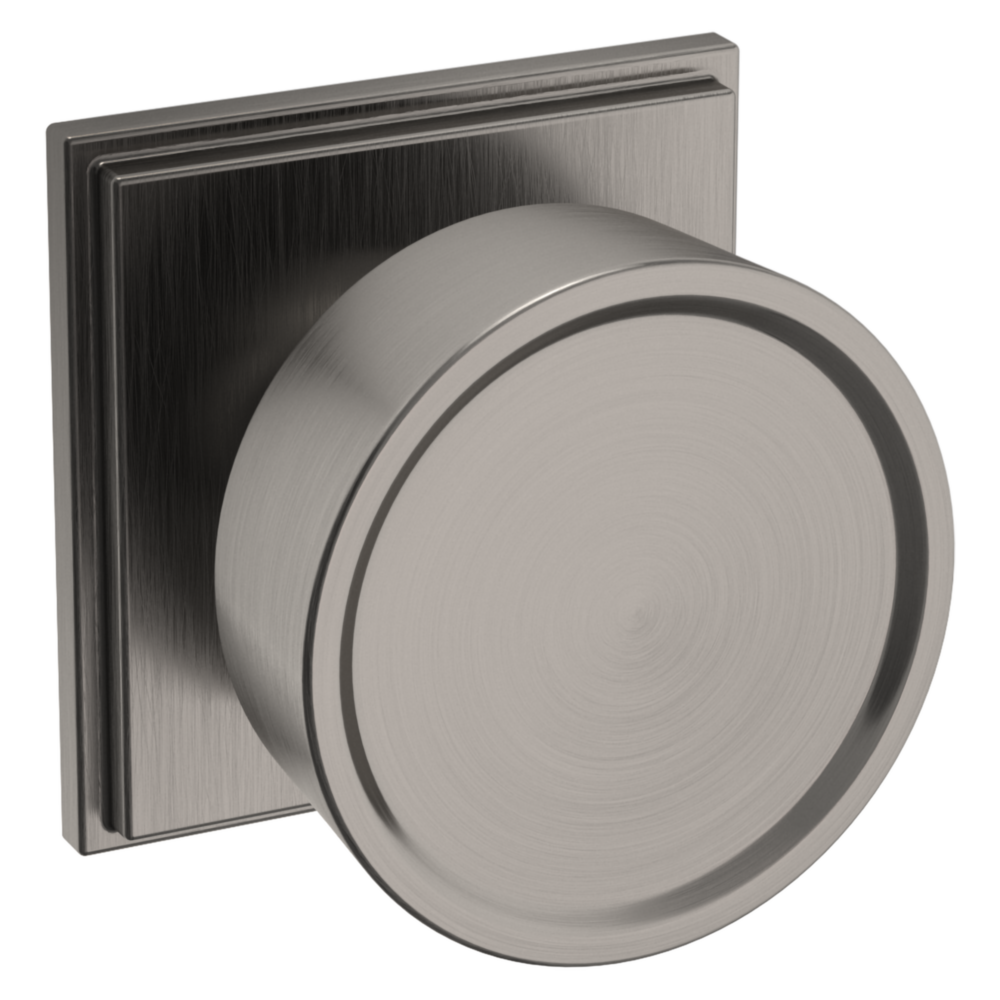 Baldwin K009 Hollywood Hills Knob Set with R050 Rose Lifetime (PVD) Graphite Nickel / Passage / Reversible